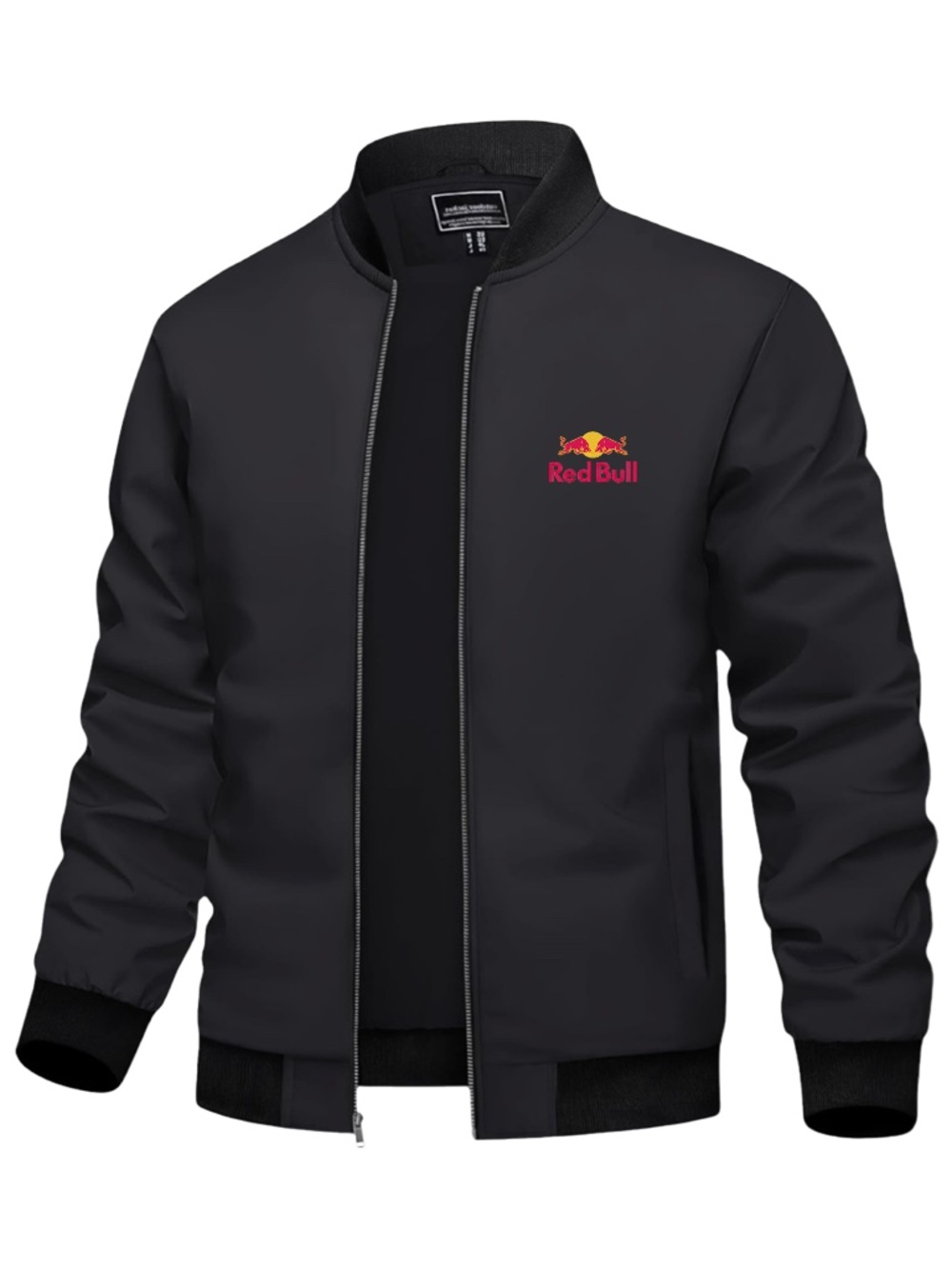 Men’s Red Bull Embroidered Lightweight Bomber Jacket Black